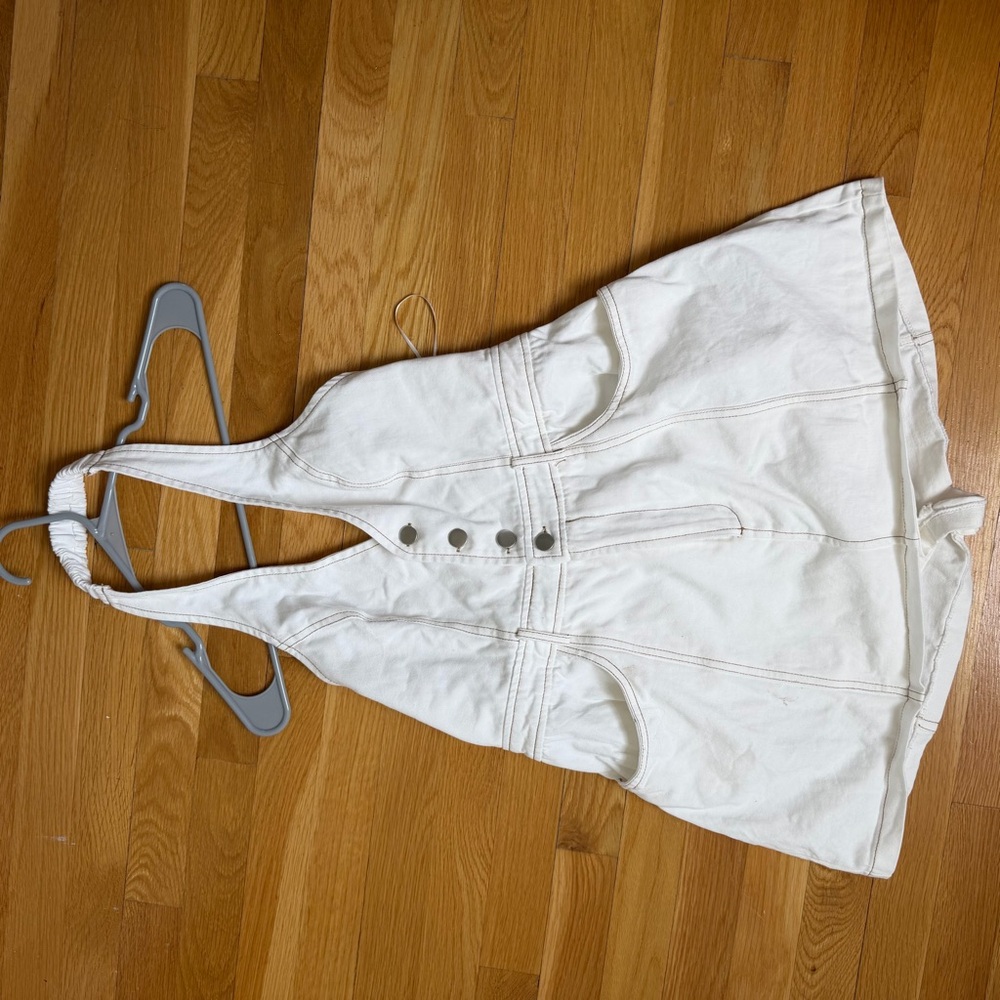 Halter Button-Front Romper Dress